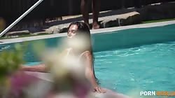 Pornworld Verona Sky - Cuck Husband DPs Horny Slut Wife With Pool Cleaner In Interracial Threesome